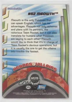 Meowth Topps Pokemon TV Animation Edition Series 3 Heroes & Villains #HV9 2000 - Image 2