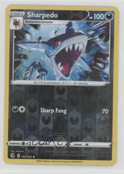 Sharpedo Reverse Foil Pokemon Sword & Shield Fusion Strike #163 - Image 1
