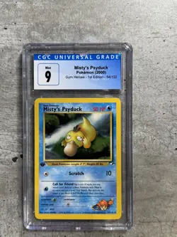 Pokemon Card 1st Ed. Misty's Psyduck CGC 9 Mint, Gym Heroes 54/132, 2000 (1) - Image 1