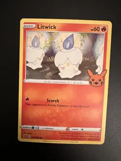 Litwick 031/192 Trick or Trade Pokemon Card Stamped Pikachu Pumpkin Halloween 🎃 - Image 1