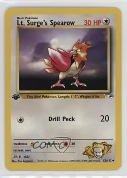 Lt Surge's Spearow 1st Ed. Pokemon Gym Heroes #52 2000 - Image 1