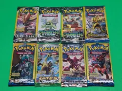 New Pokemon TCG Sun & Moon And XY 3 Card Booster Packs Assorted Lot X8 Sealed - Image 1