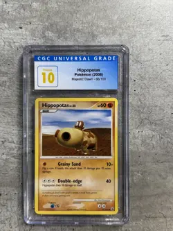 Pokemon Card Hippopotas CGC 10 Pristine, Majestic Dawn 66/100 2008 (1) - Image 1