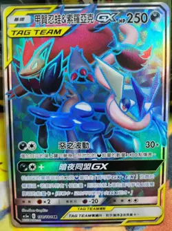 PTCG Pokemon Chinese Sun&Moon Double Crit AS5A Greninja & Zoroark-GX SR #198 - Image 1