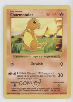 Charmander Shadowless Pokemon Base Set #46 1999 - Image 1