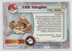 Kingler Topps Pokemon TV Animation Edition Series 2 #99 2000 - Image 2
