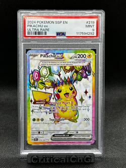 POKEMON SSP EN-SURGING SPARKS ULTRA RARE #219 PIKACHU EX PSA 9 - Image 1