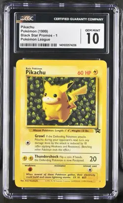 1999 Pokemon Ivy Pikachu #1 Black Star League Promo CGC GEM MINT 10 - Image 1