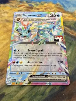 Play! Pokemon Prize Pack Series 7 Prismatic Evolutions 023/131 Vaporeon ex - Image 1