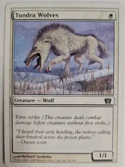 MTG Magic The Gathering Card Tundra Wolves Creature Wolf White 8th Edition - Image 1