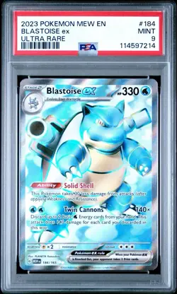 2023 Pokemon MEW EN Blastoise EX Ultra Rare #184 PSA 9 Mint - Image 1