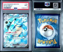 2023 Pokemon MEW EN Blastoise EX Ultra Rare #184 PSA 9 Mint - Image 2