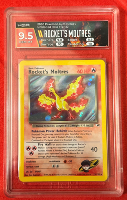 HGA9.5 GEM MINT Rocket's Moltres 2000 Gym Heroes 12/132 Vintage Holo Pokemon TCG - Image 1