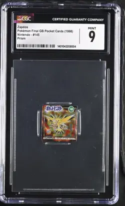 POP 1 NON HIGHER CGC 9 Pokemon GB Pocket Mini Card Prism Holo Zapdos - Image 1