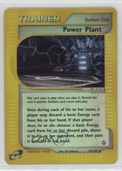 Power Plant Reverse Foil Pokemon e-Card Series Aquapolis #139 2002 - Image 1