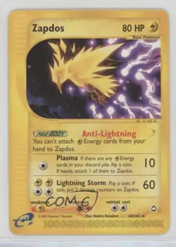 Zapdos Pokemon e-Card Series Aquapolis #44 2002 - Image 1