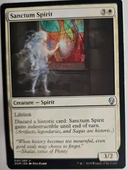 MTG Magic The Gathering Card Sanctum SpiritCreature Spirit White Dominaria 2018 - Image 1