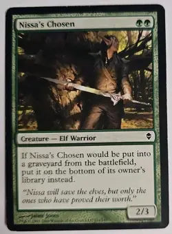MTG Magic The Gathering Card Nissa's Chosen Creature Elf Warrior Green Zendikar - Image 1
