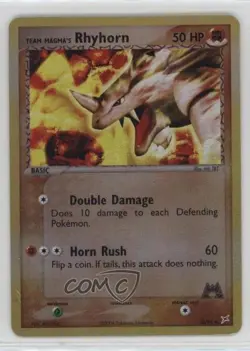 Team Magma's Rhyhorn Reverse Foil Pokemon EX Magma vs Aqua #38 2004 - Image 1