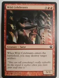 MTG Magic The Gathering Card Wild Celebrants Creature Satyr Red Theros 2012 - Image 1