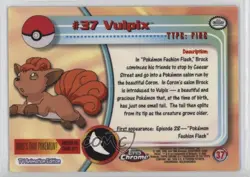 Vulpix Topps Chrome Pokemon TV Animation Edition #37 2000 - Image 2