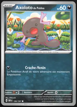 Carte Pokemon Axoloto de Paldea 126/197 Flammes Obsidiennes Francais - Image 1