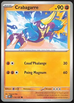 Carte Pokemon Crabagarre 114/197 Flammes Obsidiennes Francais - Image 1