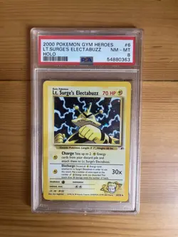 Lt. Surge's Electabuzz 6/132 Gym Heroes PSA 8 NM Near Mint - WOTC Pokemon Card - Image 1