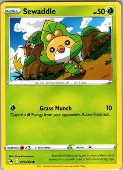 Sewaddle 009/264 Common SWSH08: Fusion Strike Near Mint Pokemon Card - Image 1