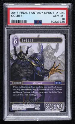 2016 Final Fantasy Trading Card Game: Opus 1 Collection Golbez PSA 10 GEM MT - Image 1