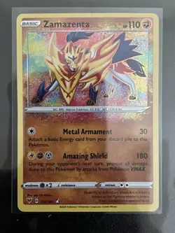Zamazenta 102/185 Vivid Voltage Amazing Rare Holo Pokemon TCG Card NM - Image 1
