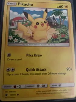 Pokemon TCG Pikachu Card 26/111 Quick Attack Pika Draw Basic - Image 1