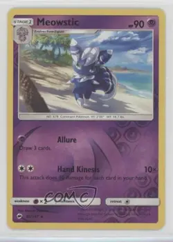 Meowstic Reverse Foil Pokemon Sun & Moon Burning Shadows #60 - Image 1