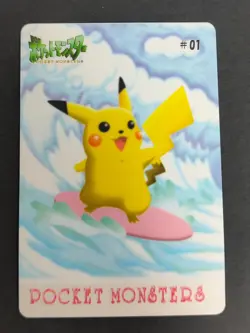 Surfing Pikachu #01 Sealdass Sticker BANDAI Nintendo Japanese Pokemon Card eb105 - Image 1