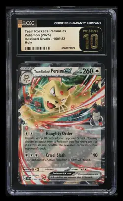 2025 Pokemon SV Destined Rivals Team Rocket's Persian ex #150 CGC 10 PRISTINE - Image 1