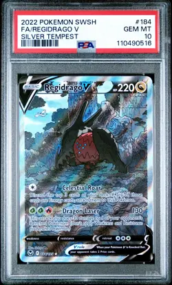 PSA 10 Regidrago V 184/195 Silver Tempest Full Art Holo Pokemon Card - Gem Mint - Image 1