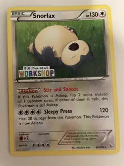 Build a Bear Pokemon Card Snorlax Promo Trading Card 80/106 TCG NEW RARE - Image 1