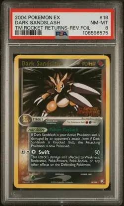 PSA 8 Dark Sandslash 18/109 EX Team Rocket Returns Pokemon Card 2004 - Near Mint - Image 1
