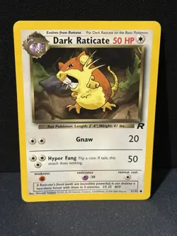 Pokemon Dark Raticate 51/82 Team Rocket Original Print Vintage - Image 1
