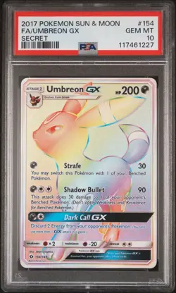 2017 Pokemon Sun & Moon Umbreon GX Secret Rainbow Rare Card 154/149 PSA 10 - Image 1