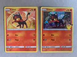 Pokemon LITTEN 2card Holo lot SM23 Black Star Promo & 15/25 McDonalds 25th Promo - Image 1