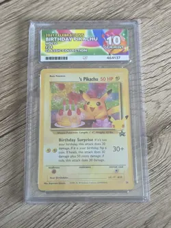 ACE 10 Birthday Pikachu Celebrations Promo Pokemon Card Graded - Ace Label - Image 1
