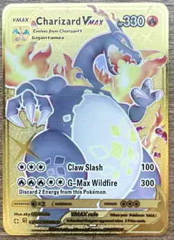Charizard VMAX 020/189 Gold Metal Card Pokemon HP 330 - LP - Image 1