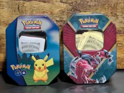 Lot of 2 Pokemon TCG Trading Card Game Tine Cases w/ Assorted Cards Monopoly $ - Image 1