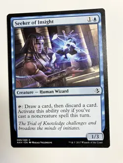 MTG Magic The Gathering Card Seeker of Insight Creature Human Wizard Blue Amonkh - Image 1