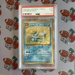 1997 POKEMON JAPANESE JUNGLE #134 VAPOREON-HOLO PSA 1 - Image 1