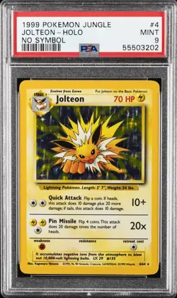 1999 POKEMON JUNGLE NO SYMBOL #4 JOLTEON-HOLO PSA 9 - Image 1