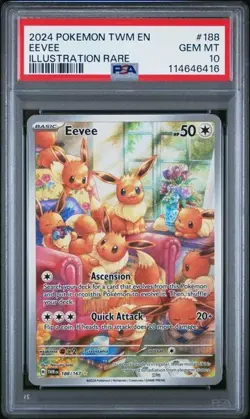 Pokemon Eevee Illustration Rare Twilight Masquerade 188/167 PSA 10 Gem Mint - Image 1