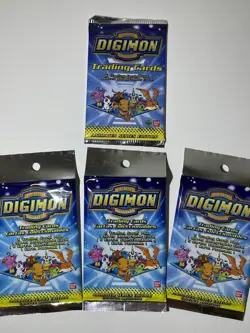 4 Sealed Booster Packs 1999 Digimon Trading Cards by Upper Deck + Greymon Card - Image 2
