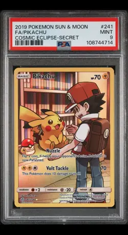 Pokemon Pikachu 241/236 Secret Full Art Cosmic Eclipse #241 MINT PSA 9 NEW CERT - Image 1